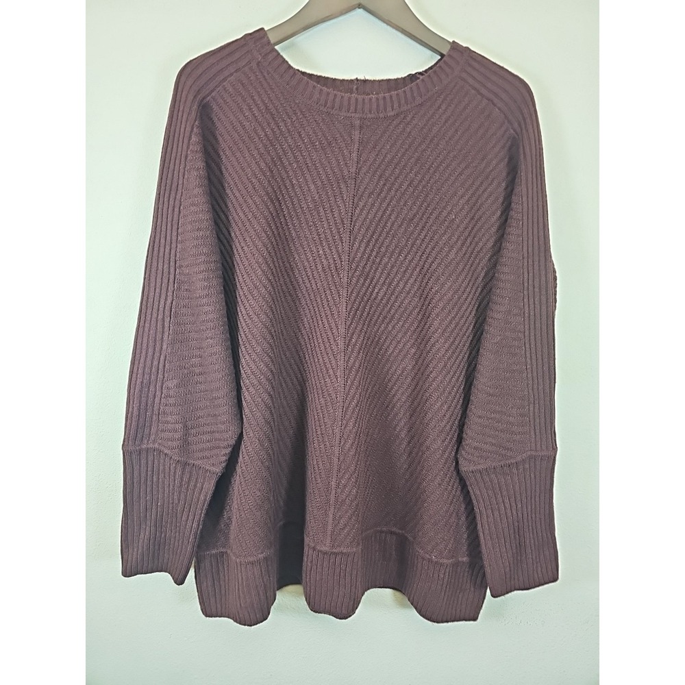 Worthington‎ Women Crew Neck Pullover Dolman Sleeve Sweater Burgundy Size XXL